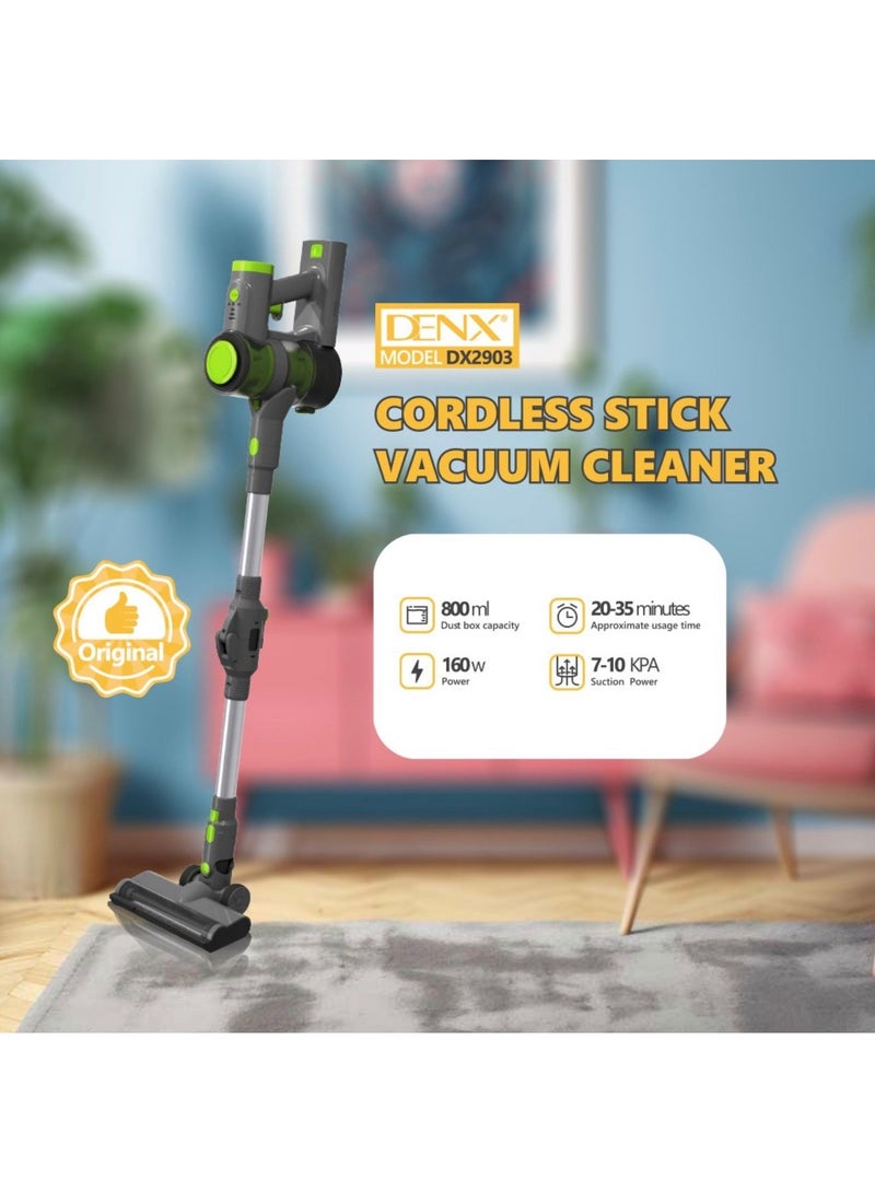 دينكس مكنسة كهربائية عمودية لاسلكية DENX DX2903 – قوة شفط عالية، إضاءة LED، وضعان للتنظيف، خفيفة الوزن ومتعددة الاستخدامات - Image 3